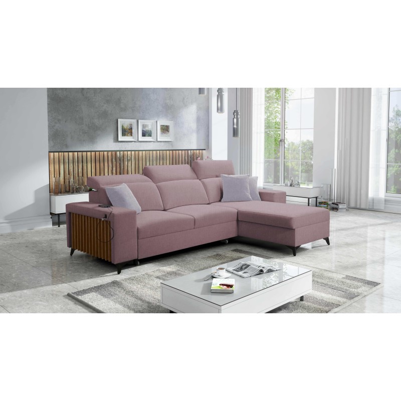Alto I Corner Sofa with Sleeping Function and Adjustable Headrests in Plecionka Fabric, Sawana 61 | Your Ideal Furniture Alto I Corner Sofa with Sleeping Function and Adjustable Headrests in Plecionka Fabric, Sawana 61 | Your Ideal Furniture