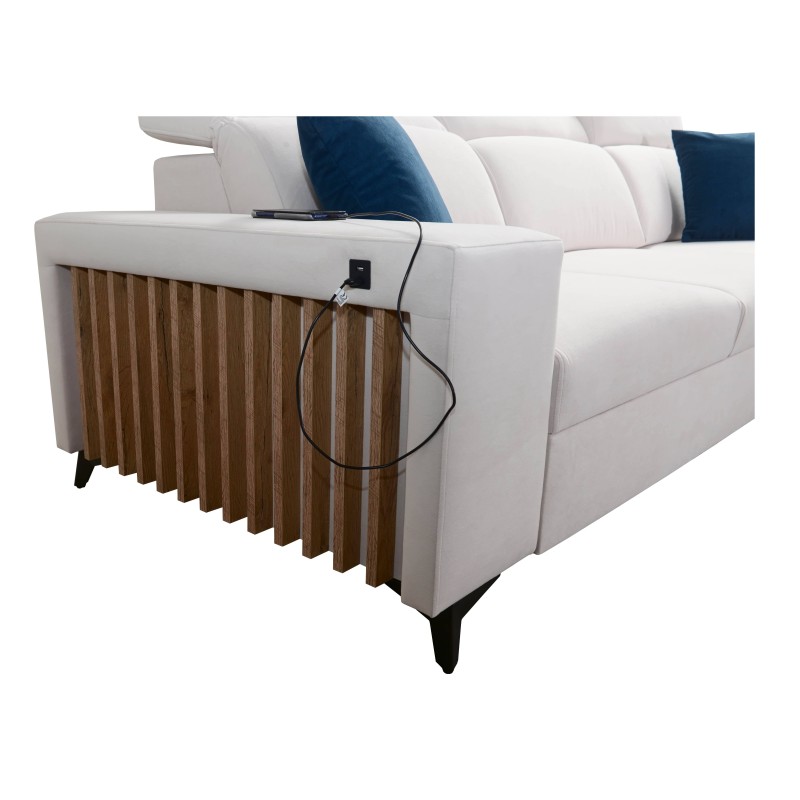 Alto I Corner Sofa with Sleeping Function and Adjustable Headrests in Plecionka Fabric, Sawana 61 | Your Ideal Furniture Alto I Corner Sofa with Sleeping Function and Adjustable Headrests in Plecionka Fabric, Sawana 61 | Your Ideal Furniture