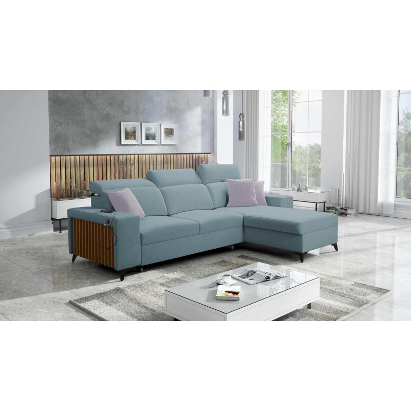 Alto I Corner Sofa with Sleeping Function and Adjustable Headrests in Plecionka Fabric, Sawana 72 | Your Ideal Furniture Alto I Corner Sofa with Sleeping Function and Adjustable Headrests in Plecionka Fabric, Sawana 72 | Your Ideal Furniture