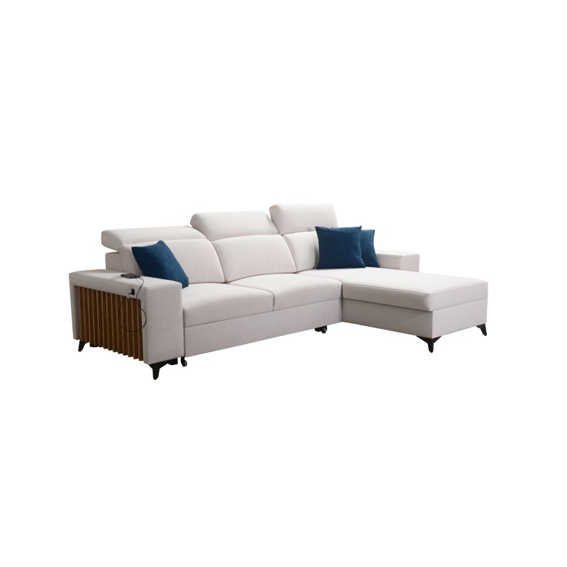 Alto I Corner Sofa with Sleeping Function and Adjustable Headrests in Plecionka Fabric, Sawana 72 | Your Ideal Furniture Alto I Corner Sofa with Sleeping Function and Adjustable Headrests in Plecionka Fabric, Sawana 72 | Your Ideal Furniture