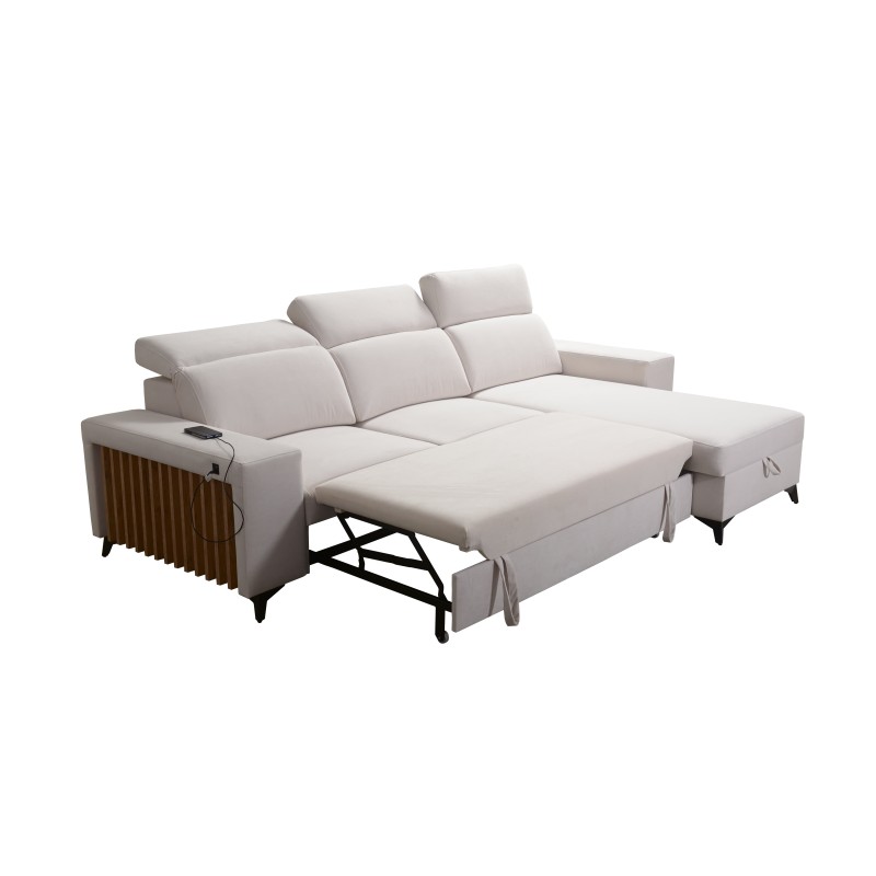Alto I Corner Sofa with Sleeping Function and Adjustable Headrests in Plecionka Fabric, Sawana 72 | Your Ideal Furniture Alto I Corner Sofa with Sleeping Function and Adjustable Headrests in Plecionka Fabric, Sawana 72 | Your Ideal Furniture
