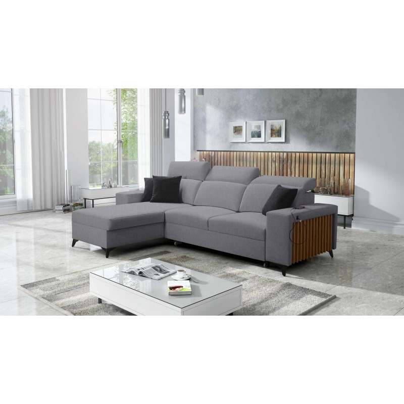 Alto I corner sofa with a sleeping function and adjustable headrests in Plecionka fabric, Sawana 21 | Your Ideal Furniture Alto I corner sofa with a sleeping function and adjustable headrests in Plecionka fabric, Sawana 21 | Your Ideal Furniture