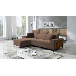 Alto I Corner Sofa with Sleeping Function and Adjustable Headrests in Plecionka Fabric, Sawana 25 | Your Ideal Furniture