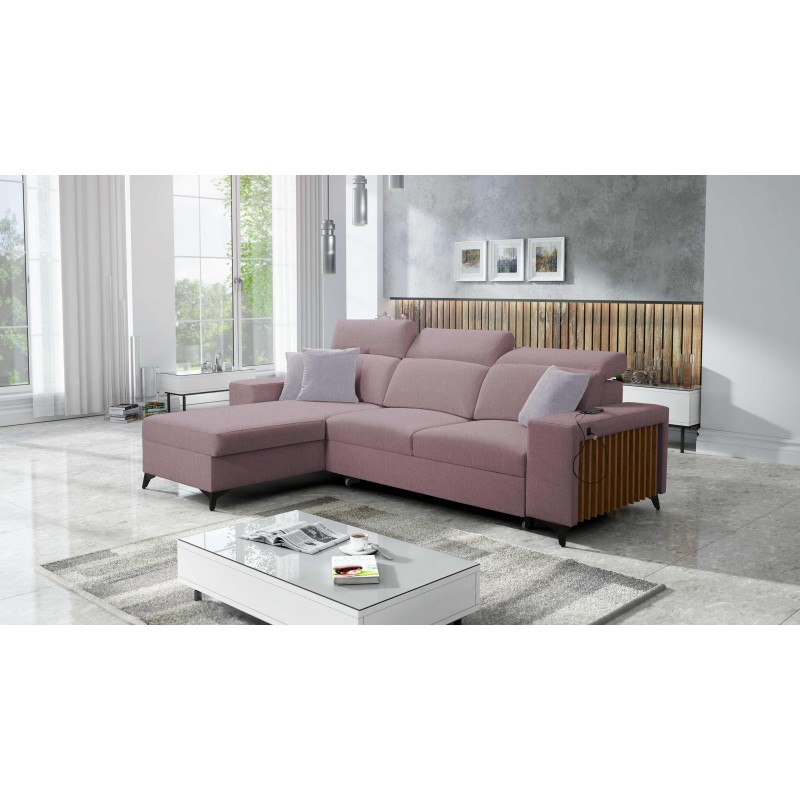 Alto I Corner Sofa with Sleeping Function and Adjustable Headrests in Plecionka Fabric, Sawana 61 | Your Ideal Furniture Alto I Corner Sofa with Sleeping Function and Adjustable Headrests in Plecionka Fabric, Sawana 61 | Your Ideal Furniture