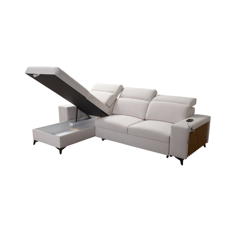Alto I Corner Sofa with Sleeping Function and Adjustable Headrests in Plecionka Fabric, Sawana 72 | Your Ideal Furniture Alto I Corner Sofa with Sleeping Function and Adjustable Headrests in Plecionka Fabric, Sawana 72 | Your Ideal Furniture