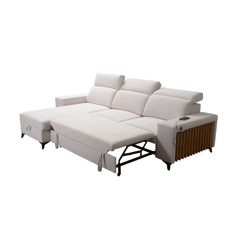 Alto I Corner Sofa with Sleeping Function and Adjustable Headrests in Plecionka Fabric, Sawana 72 | Your Ideal Furniture Alto I Corner Sofa with Sleeping Function and Adjustable Headrests in Plecionka Fabric, Sawana 72 | Your Ideal Furniture