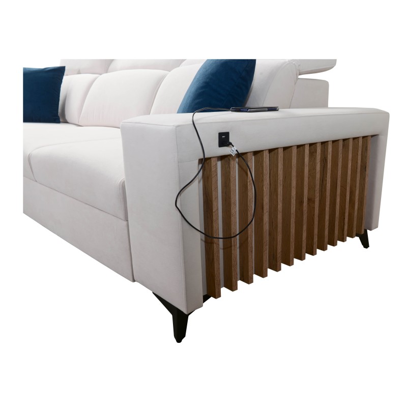 Alto I Corner Sofa with Sleeping Function and Adjustable Headrests in Plecionka Fabric, Sawana 72 | Your Ideal Furniture Alto I Corner Sofa with Sleeping Function and Adjustable Headrests in Plecionka Fabric, Sawana 72 | Your Ideal Furniture