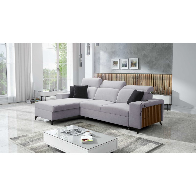 Alto I Corner Sofa with Sleeping Function and Adjustable Headrests in Plecionka Fabric, Sawana 84 | Your Ideal Furniture Alto I Corner Sofa with Sleeping Function and Adjustable Headrests in Plecionka Fabric, Sawana 84 | Your Ideal Furniture