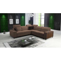 The Alto III corner sofa with slats, a sleeping function, and adjustable headrests in Plecionka fabric, Sawana 25.