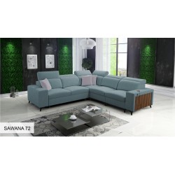 Alto III corner sofa with slats, sleeping function, and adjustable headrests in Plecionka fabric, Sawana 72