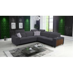Alto III corner sofa with slats, sleeping function, and adjustable headrests in Plecionka fabric, Sawana 96