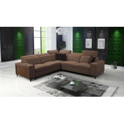 The Alto III corner sofa with slats, a sleeping function, and adjustable headrests in Plecionka fabric, Sawana 25.
