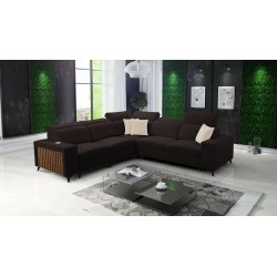 Alto III corner sofa with slats, sleeping function, and adjustable headrests in Plecionka fabric, Sawana 26