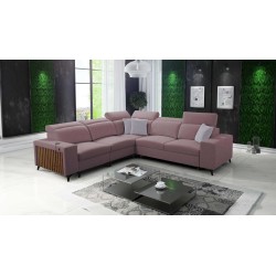 Alto III corner sofa with slats, sleeping function, and adjustable headrests in Plecionka fabric, Sawana 61