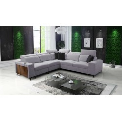 Alto III corner sofa with slats, sleeping function, and adjustable headrests in Plecionka fabric, Sawana 84