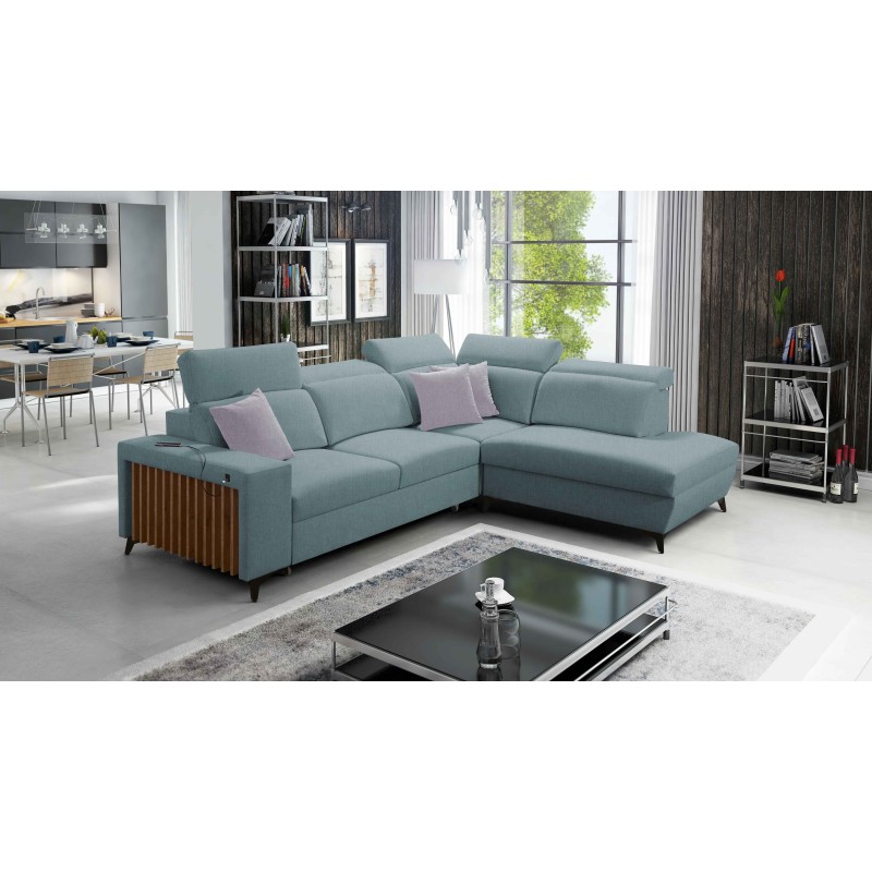 Alto VII corner sofa with slats, sleeping function, and adjustable features. Alto VII corner sofa with slats, sleeping function, and adjustable features.