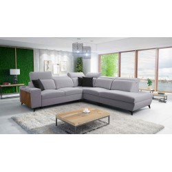 Alto IX corner sofa with a sleeping function, adjustable headrests, and a USB port