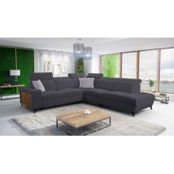 Alto IX corner sofa with a sleeping function, adjustable headrests, and a USB port