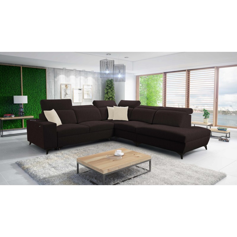 Esquina Alto IX Mix con función de cama y reposacabezas ajustables en tela Plecionka, Sawana 26 Esquina Alto IX Mix con función de cama y reposacabezas ajustables en tela Plecionka, Sawana 26