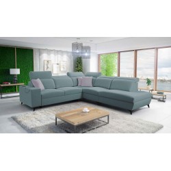 Alto IX Mix corner sofa with a sleeping function and adjustable headrests in Plecionka fabric, Sawana 72
