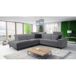 Alto IX Mix corner sofa with a sleeping function and adjustable headrests in Plecionka fabric, Sawana 21