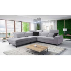 Alto IX Mix corner sofa with a sleeping function and adjustable headrests in Plecionka fabric, Sawana 84.