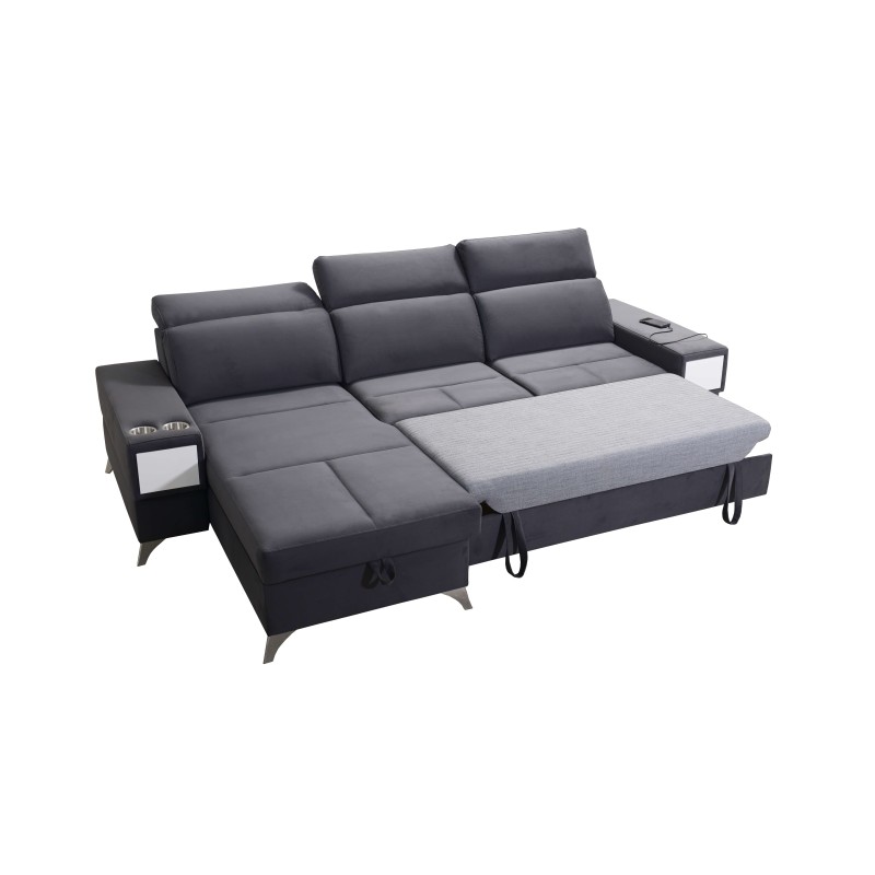 Luxuriöse Ecksofa Porto I mit Schlaffunktion - Velours | Hydrophob, Casablanca 2301 Luxuriöse Ecksofa Porto I mit Schlaffunktion - Velours | Hydrophob, Casablanca 2301