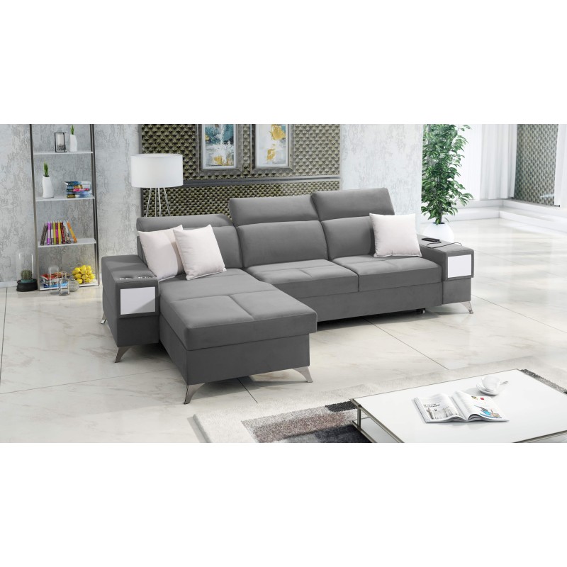 Luxuriöses Ecksofa Porto I mit Schlaffunktion - Samt | Hydrophob, Casablanca 2314 Luxuriöses Ecksofa Porto I mit Schlaffunktion - Samt | Hydrophob, Casablanca 2314