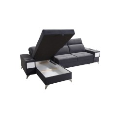 Luxuriöses Ecksofa Porto I mit Schlaffunktion - Samt | Hydrophob, Casablanca 2314 Luxuriöses Ecksofa Porto I mit Schlaffunktion - Samt | Hydrophob, Casablanca 2314