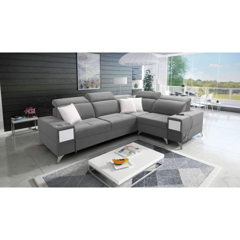 Ecksofa Porto II mit Schlaffunktion, ausziehbarer Schublade, USB-Anschluss - Velours | Wasserabweisend, Casablanca 2314 Ecksofa Porto II mit Schlaffunktion, ausziehbarer Schublade, USB-Anschluss - Velours | Wasserabweisend, Casablanca 2314