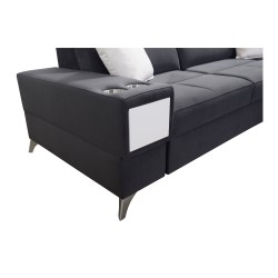 Ecksofa Porto II mit Schlaffunktion, ausziehbarer Schublade, USB-Anschluss - Velours | Wasserabweisend, Casablanca 2314 Ecksofa Porto II mit Schlaffunktion, ausziehbarer Schublade, USB-Anschluss - Velours | Wasserabweisend, Casablanca 2314
