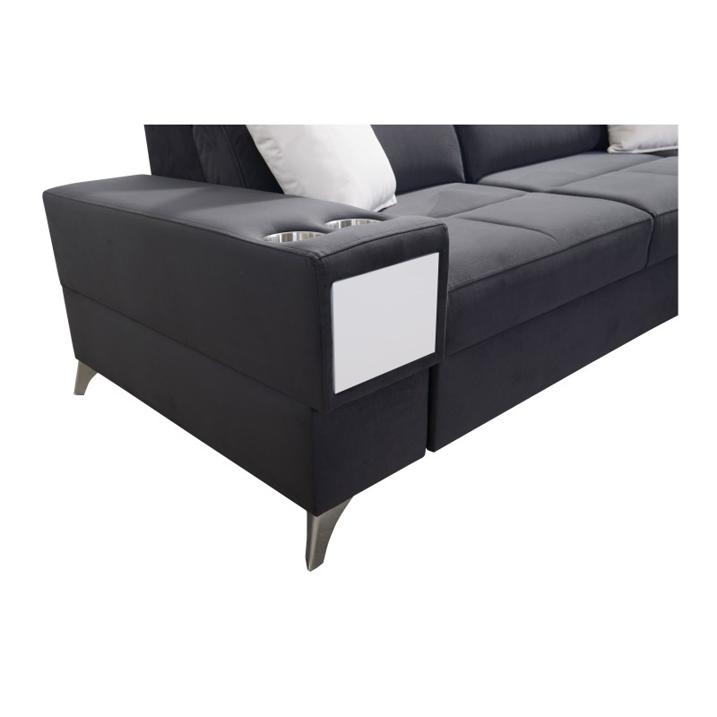Ecksofa Porto II mit Schlaffunktion, ausziehbarer Schublade, USB-Anschluss - Velours | Wasserabweisend, Casablanca 2314 Ecksofa Porto II mit Schlaffunktion, ausziehbarer Schublade, USB-Anschluss - Velours | Wasserabweisend, Casablanca 2314
