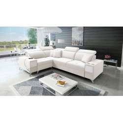 Narożnik Porto II z funkcją spania, wysuwana szuflada, port usb - Welur | Hydrofobowa, Casablanca 2301
