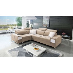 Narożnik Porto II z funkcją spania, wysuwana szuflada, port usb - Welur | Hydrofobowa, Casablanca 2304