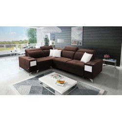 Narożnik Porto II z funkcją spania, wysuwana szuflada, port usb - Welur | Hydrofobowa, Casablanca 2307