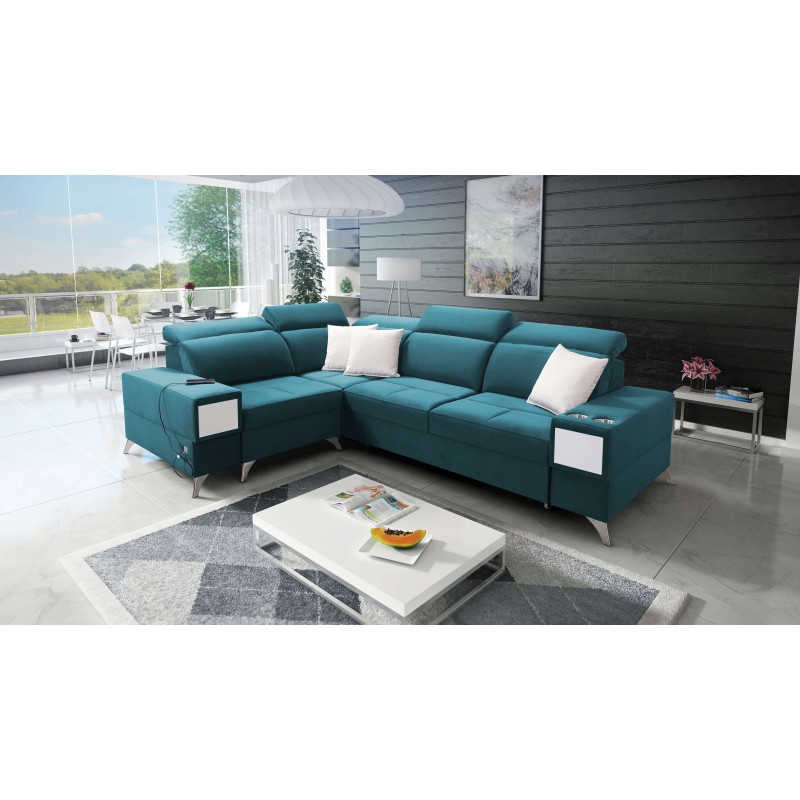 Ecksofa Porto II mit Schlaffunktion, ausziehbare Schublade, USB-Anschluss - Velours | Hydrophob, Casablanca 2313 Ecksofa Porto II mit Schlaffunktion, ausziehbare Schublade, USB-Anschluss - Velours | Hydrophob, Casablanca 2313