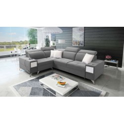 Narożnik Porto II z funkcją spania, wysuwana szuflada, port usb - Welur | Hydrofobowa, Casablanca 2314
