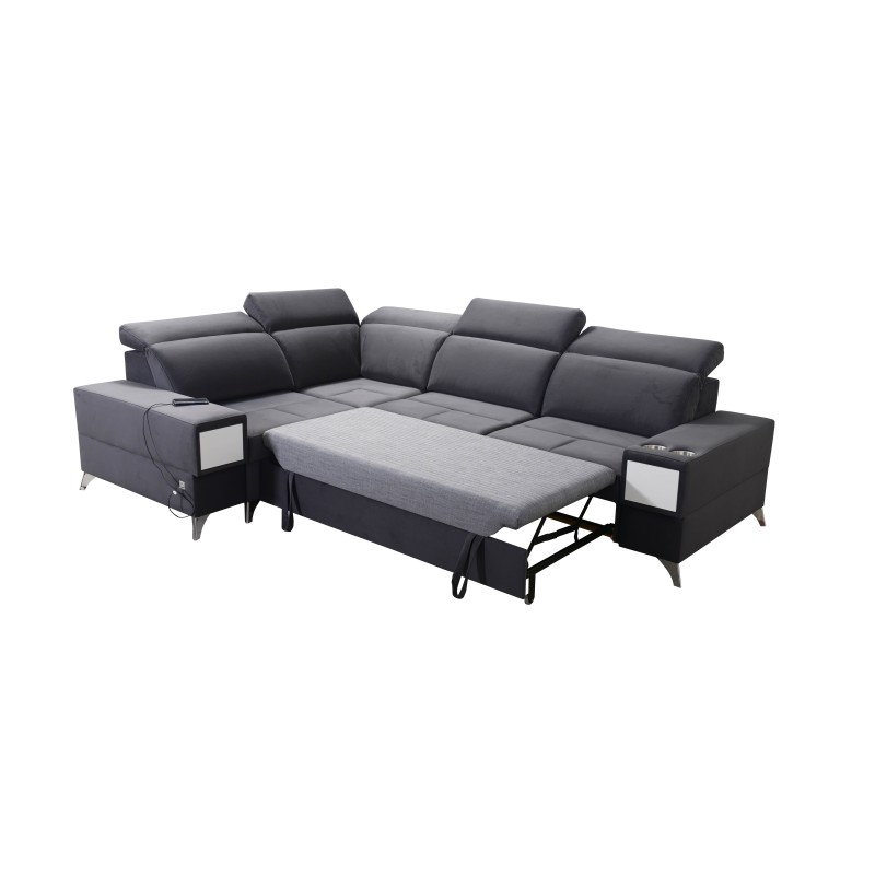 Ecksofa Porto II mit Schlaffunktion, ausziehbarer Schublade, USB-Anschluss - Velours | Wasserabweisend, Casablanca 2314 Ecksofa Porto II mit Schlaffunktion, ausziehbarer Schublade, USB-Anschluss - Velours | Wasserabweisend, Casablanca 2314