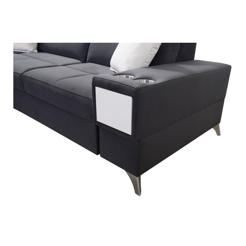 Ecksofa Porto II mit Schlaffunktion, ausziehbarer Schublade, USB-Anschluss - Velours | Wasserabweisend, Casablanca 2314 Ecksofa Porto II mit Schlaffunktion, ausziehbarer Schublade, USB-Anschluss - Velours | Wasserabweisend, Casablanca 2314