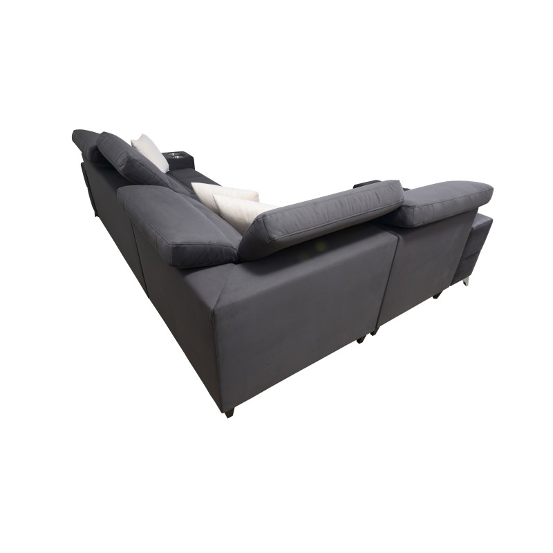 Ecksofa Porto II mit Schlaffunktion, ausziehbarer Schublade, USB-Anschluss - Velours | Wasserabweisend, Casablanca 2314 Ecksofa Porto II mit Schlaffunktion, ausziehbarer Schublade, USB-Anschluss - Velours | Wasserabweisend, Casablanca 2314