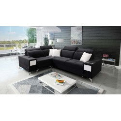 Narożnik Porto II z funkcją spania, wysuwana szuflada, port usb - Welur | Hydrofobowa, Casablanca 2316