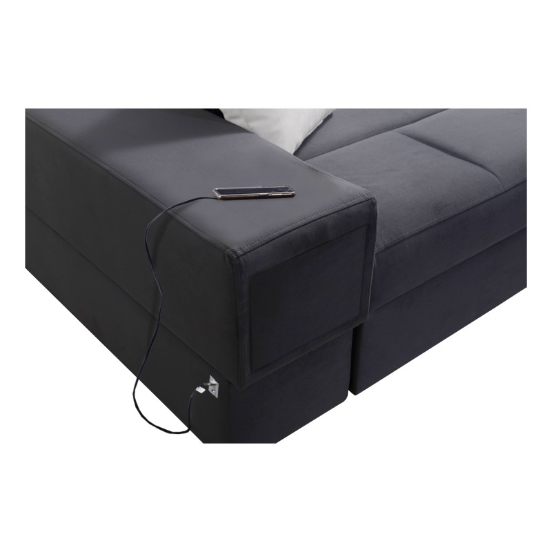 Narożnik Porto VII z funkcją spania, wysuwana szuflada oraz port usb tkanina Casablanca 2301 Narożnik Porto VII z funkcją spania, wysuwana szuflada oraz port usb tkanina Casablanca 2301
