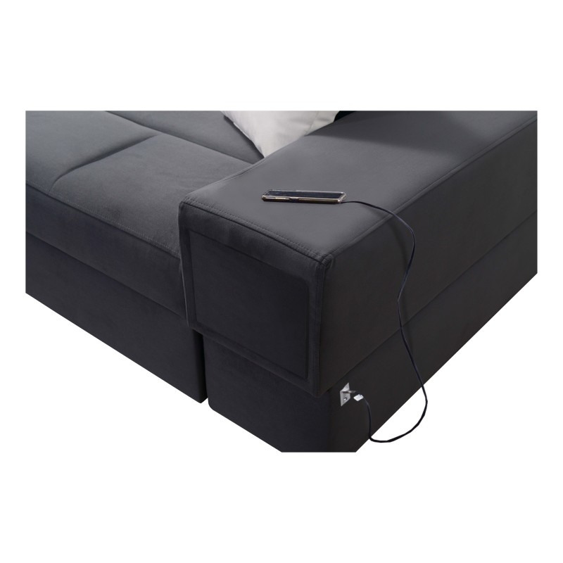 Narożnik Porto VII z funkcją spania, wysuwana szuflada oraz port usb tkanina Casablanca 2301 Narożnik Porto VII z funkcją spania, wysuwana szuflada oraz port usb tkanina Casablanca 2301