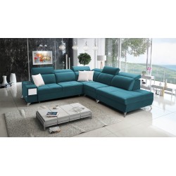 Porto IX Corner Sofa with Sleeping Function | Velvet | Hydrophobic, Casablanca 2313 | Adjustable Headrests | USB Port