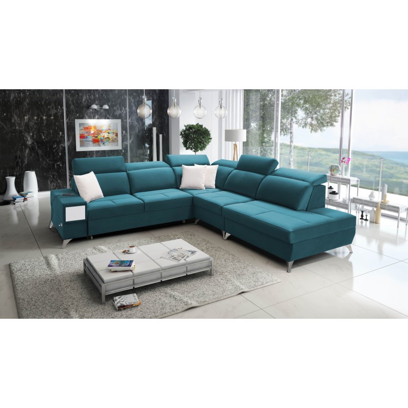 Ecksofa Porto IX mit Schlaffunktion | Samt | Wasserabweisend, Casablanca 2313 | Verstellbare Kopfstützen | USB-Anschluss Ecksofa Porto IX mit Schlaffunktion | Samt | Wasserabweisend, Casablanca 2313 | Verstellbare Kopfstützen | USB-Anschluss