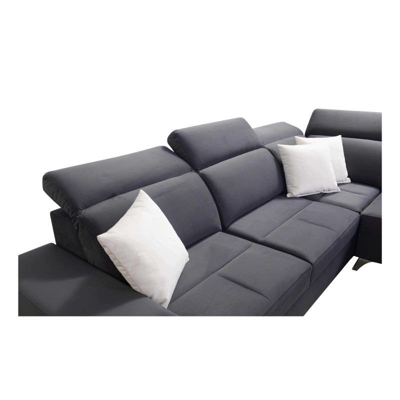 Ecksofa Porto IX mit Schlaffunktion | Velours | Hydrophob, Casablanca 2314 | Verstellbare Kopfstützen | USB-Anschluss Ecksofa Porto IX mit Schlaffunktion | Velours | Hydrophob, Casablanca 2314 | Verstellbare Kopfstützen | USB-Anschluss