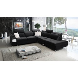Porto IX Corner Sofa with Sleeping Function | Velvet | Water-Repellent, Casablanca 2316 | Adjustable Headrests | USB Port