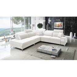 Porto IX Corner Sofa with Sleeping Function | Velvet | Hydrophobic, Casablanca 2301 | Adjustable Headrests | USB Port