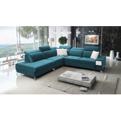 Porto IX Corner Sofa with Sleeping Function | Velvet | Hydrophobic, Casablanca 2313 | Adjustable Headrests | USB Port