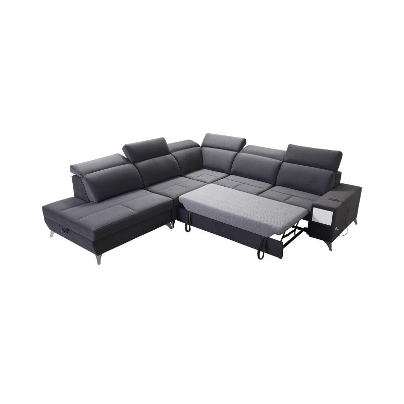 Ecksofa Porto IX mit Schlaffunktion | Samt | Wasserabweisend, Casablanca 2313 | Verstellbare Kopfstützen | USB-Anschluss Ecksofa Porto IX mit Schlaffunktion | Samt | Wasserabweisend, Casablanca 2313 | Verstellbare Kopfstützen | USB-Anschluss